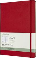 Moleskine Classic 12 Month 2020 Weekly Planner, Hard Cover, XL (7.5" x 9.5") Scarlet Red