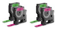 DYMO Standard D1 Self-Adhesive Polyester Tape for Label Makers, 1/2-inch, Black Print on Neon, 10-foot Cartridges, __4 total__