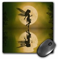 3dRose LLC 8 x 8 x 0.25 Inches Fairy Moon Silhouette On Pond Mouse Pad (mp_17956_1)