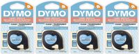 DYMO Authentic LetraTag Labeling Tape for LetraTag Label Makers, Black Print on Clear pastic Tape, 1/2'' W x 13' L, 1 roll (16952) - 4 Pack