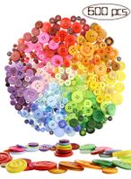 Amersumer 600 Pcs Assorted Sizes Resin Buttons ，Round Craft Buttons for Sewing DIY Crafts，Children's Manual Button Painting