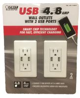 Feit Electric 2-Pack Tamper Resistant Wall Outlet 120V, with (2) USB Ports 4.8 amp