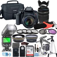 Canon EOS Rebel T7i DSLR Camera Bundle with Canon 18-135mm STM Lens + 32GB Sandisk Memory + Canon Case + TTL Speedlight Flash (Good Upto 180 Feet) + Condenser Video Microphone + Accessory Bundle