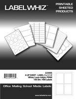 Adhesive Label All Purpose Labels for Laser and Inkjet Printers, 5 x 3-1/2 Inches, 4 Labels per Sheet, 100 Sheets, White (22300S)