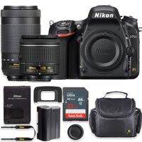 Nikon D750 24.3MP DSLR Camera with AF-P 18-55mm VR Lens & 70-300mm ED Lens Kit + 32 GB Sandisk Memory Card & Deluxe Gadget Case