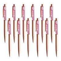 Ballpoint Pens 12 Pcs Rose Gold Metal Pen Refills Bling Dynamic Liquid Sand Pen Black Ink (12Pcs Light Pruple+ Rose Gold)