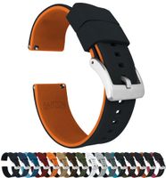 24mm Black/Pumpkin Orange - Barton Elite Silicone Watch Bands - Quick Release - Choose Strap Color & Width