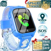 [Speedtalk SIM Included] Kids Phone Smart Watch GPS Tracker for 3-12 Years Boys Girls Waterproof Sport Smartwatch SOS Camera Anti-Lost Wrist Watch Holiday Birthday Gifts Electronic Learning Toys