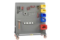 Little Giant AFPB-2460-5PY Heavy-Duty Mobile Pegboard A Frame-Lean Bulk Handling Tool Cart with 5" Polyurethane Wheels, 2000 lbs Capacity, 60" Length x 24" Width x 56" Height, Gray Finish