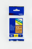 Brother Tape, White on Satin Gold (TZMQ835)