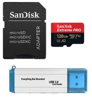 128GB Micro SDXC SanDisk Extreme Pro 4K Memory Card works with DJI Mavic 2, Pro, Zoom, Spark, Phantom 4, Quadcopter 4K UHD Video Drone V30 (SDSQXCY-128G-GN6MA) Everything But Stromboli 3.0 Card Reader