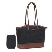 UtoteBag Women 15.6 inch Laptop Shoulder Bag Tote Bag for Notebook Adapte for Business, Casual Handbag Briefcase for Work Computer (Canvas Black)
