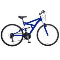 Cycle Force Dual Suspension Mountain Bike, 26 inch wheels, 18 inch frame, Men's Bike, Blue