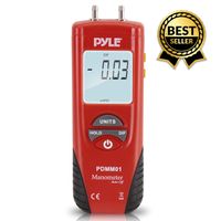 Manometer 11 Unit of Pressure - Meters Digital Measurement Maximum 10 PSI Data Hold & Error Code Measure Gauge Differential Gas Tester - Large LCD Backlit Dual Display w/Auto Power Off - PYLE PDMM01