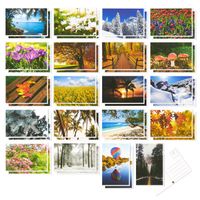 40 Pack Postcards - Four Seasons Postcards Print Variety Pack - Fall, Autumn, Winter, Summer, Spring Theme Self Mailer Postcards with Mailing Side - 20 Picture Designs Postage Saver - 4 x 6 Inches