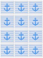 3dRose Nautical anchor with patel baby blue sailor stripes pattern - French Breton Stripe - Greeting Cards, 6 x 6 inches, set of 12 (gc_57472_2)