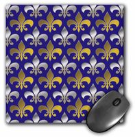 3D Rose"Gold and Silver Colored Fleur De Lis Pattern Royal Purple Background" Matte Finish Mouse Pad - 8 x 8" - mp_171857_1