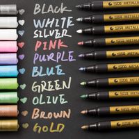 Metallic Marker Pens, Morfone Set of 10 Colors Paint Markers for Card Making, Rock Painting, DIY Photo Album, Scrapbook Crafts, Metal, Wood, Ceramic, Glass (Medium tip)