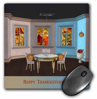 3dRose LLC 8 x 8 x 0.25 Inches Mouse Pad, Turkeys at Thanksgivukkah, Star of David, and Menorah (mp_167380_1)