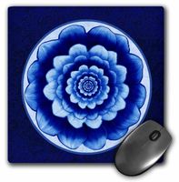 3D Rose"Pastel Blue and Cobalt Fantasy Mandala Flower On Royal Blue Background" Matte Finish Mouse Pad - 8 x 8" - mp_31753_1