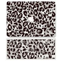 One Micron Case + Keyboard Cover Compatible with MacBook Pro Retina 13 Inch, Plastic Pattern Hard Case Shell Compatible MacBook Pro Retina 13.3 Inch No CD-ROM (Model: A1502/A1425)-Gray Leopard Print