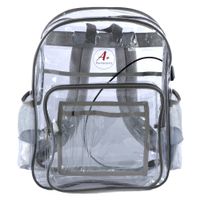 Heavy Duty Clear Backpack With Reinforced Straps Transparent Bookbag With Laptop Sleeve Reflective Lining and USB Port See Through for School Security