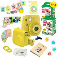 Fujifilm Instax Mini 9 Camera + Fuji INSTAX Instant Film(40 Sheets) 14 PC Instax Accessories kit Bundle, Includes; Instax Case + Album + Frames & Stickers + Lens Filters + More (Yellow)