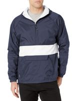 Charles River Apparel Wind & Water-Resistant Pullover Rain Jacket (Reg/Ext Sizes), Navy/White, XS