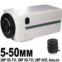 USG Ultra HD BNC Coaxial 3MP 2048x1536 Box Security Camera : 5-50mm Telephoto Long Zoom Vari-Focal Lens : 10x Optical Zoom : 2MP & 3MP HD-TVI, 2MP AHD & 960H Analog Formats : Business Grade
