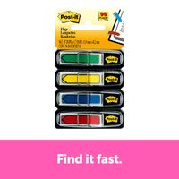 Post-it Arrow Flags, Assorted Primary Colors.47 in. Wide, 24/Dispenser, 4 Dispensers/Pack, (684-ARR3)