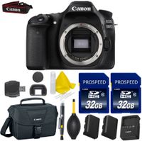 Canon EOS 80D 24.2 MP Digital SLR Camera Body Only with Dual Pixel CMOS AF Full HD 1080p Video + 2pc High Speed 32GB Memory Cards + Canon Case + Cleaning Pen + Cleaning Kit + 9pc Accessory Kit
