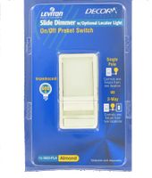 Leviton R13-06633-PLA Decora 3-Way Slide Dimmer with Preset, Lighted Pad Option, Almond