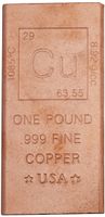 1 Pound Copper Bar Bullion Paperweight - 999 Pure Chemistry Element Design by Metallum Gifts
