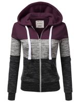 Doublju Lightweight Thin Zip-Up Hoodie Jacket for Women with Plus Size Plum Large