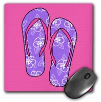 3dRose LLC 8 x 8 x 0.25 Inches Mouse Pad, Cute Flip Flops Purple and Pink (mp_77533_1)