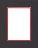 18x24 Black & Bright Red Double Picture Mat, Bevel Cut for 13x19 Picture or Photo