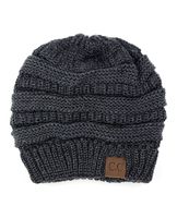 C.C Trendy Warm Chunky Soft Stretch Cable Knit Beanie Skully, Dk Melange Gray Metallic