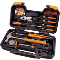 CARTMAN Orange 39-Piece Tool Set - General Household Hand Tool Kit with Plastic Toolbox Storage Case