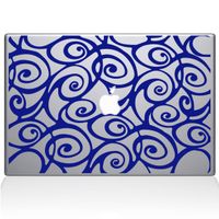 The Decal Guru Curly Tangle Swirl Pattern Decal Vinyl Sticker, 13" MacBook Pro (2016 & Newer Models), Dark Blue (2325-MAC-13X-DB)