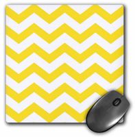 3dRose LLC 8 x 8 x 0.25 Inches Mouse Pad, Yellow and White Chevron (mp_164002_1)