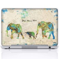 Meffort Inc Personalized Laptop Notebook Notebook Skin Sticker Cover Art Decal, Customize Your Name (10 Inch, Family of Elephants)
