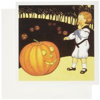 3dRose Scary Vintage Pumpkin - Greeting Cards, 6 x 6 inches, set of 12 (gc_62721_2)
