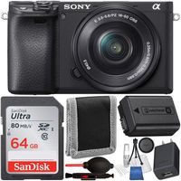Sony Alpha a6400 Mirrorless Digital Camera with 16-50mm Lens with Starter Accessory Bundle - Includes: SanDisk Ultra 64GB Memory Card & More