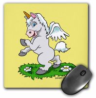 3dRose LLC 8 x 8 x 0.25 Inches Unicorn Art On Yellow Mouse Pad (mp_2848_1)