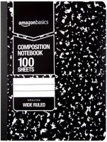 AmazonBasics Wide Ruled Composition Notebook, 100 Sheet, Marble Black, 12-Pack