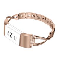 Wearlizer Replacement for Fitbit Charge 2 Bands for Women Metal Bangle/Bracelet/Assesories/Straps/Wrist Band for Fitbit Charge hr 2 Women Small Large Polished-Rose Gold