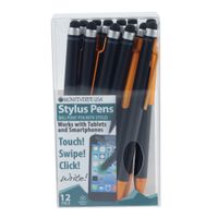 Monteverde S-105 Clip Action One-Touch Ballpoint Pen with Top Stylus, Orange, 12-Pack (MV36153)