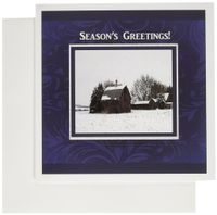 3dRose Farm in Winter,Seasons Greetings, Blue Frame Design - Greeting Cards, 6 x 6 inches, set of 12 (gc_62776_2)