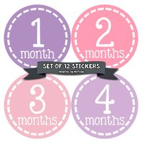 Months in Motion Baby Monthly Stickers - Baby Milestone Stickers - Newborn Girl Stickers - Month Stickers for Baby Girl - Baby Girl Stickers - Newborn Monthly Milestone Stickers