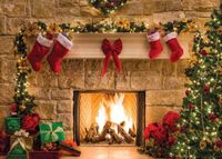 7x5ft Christmas Photo Backdrops Christmas Tree Fireplace Decoration Photography Background Photo Booth Studio Props SDJ-212
